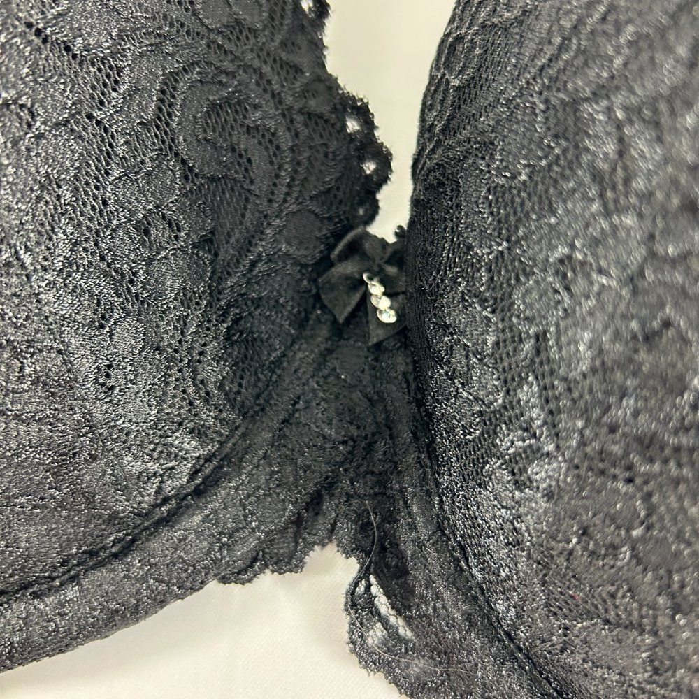 Smart & Sexy Bra Womens Size 42DD Black Signature Lace Push Up 85046 Underwire - Picture 4 of 7